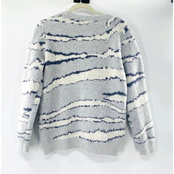 NEW Barefoot Dreams Ocean Zebra CozyChic Seaside CrewNeck Pullover Sweater Small - Picture 4 of 14